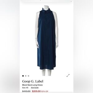G Label by Goop Made in Italy Blue Sleeveless Highneck Dress Pockets